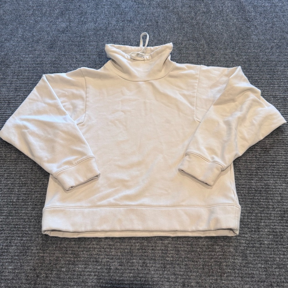 Madewell Cozy Cream Ribbed Turtleneck Sweatshirt Sz XXS